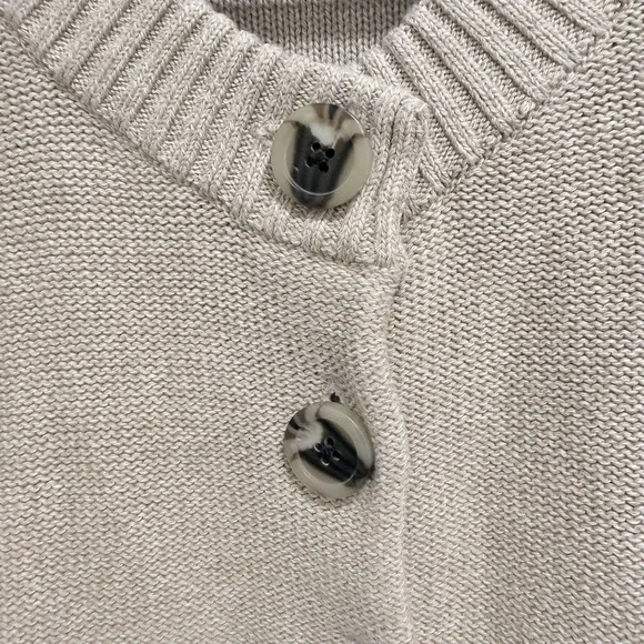 Quince 100% Organic Cotton Cropped Cardigan speckled beige/oatmeal color L - Picture 4 of 10